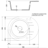 Chiuvetă de granit Mexen Kevin cu un compartiment și scurgător 586 x 458 mm, bej, sifon auriu - 6517581005-69-G