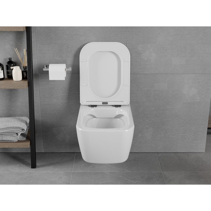 Mexen Elis Rimless WC csésze lassan záródó slim üléssel, duroplast, fényes fehér - 30910600