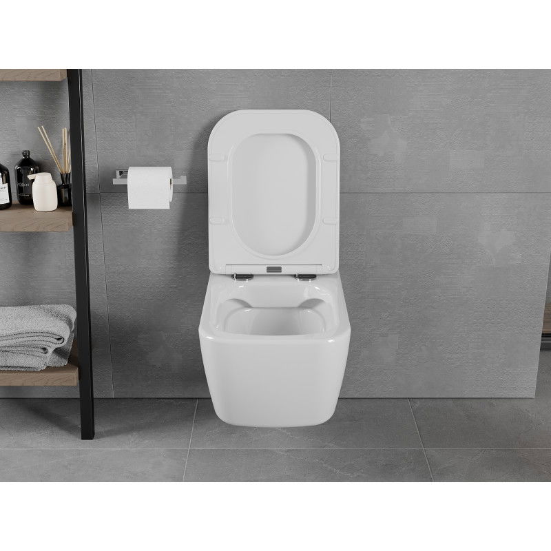 Mexen Elis Rimless WC csésze lassan záródó, vékony duroplast ülőkével, fényes fehér - 30910600