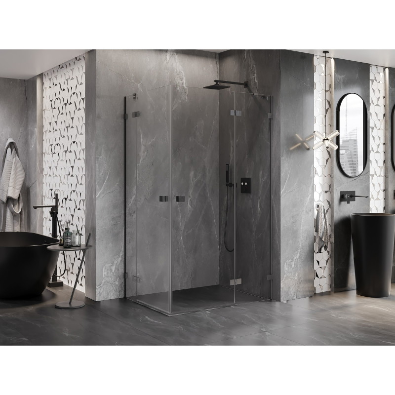 Mexen Lunar Duo cabină de duș cu deschidere spre dreapta 115 x 75 cm, transparent, gun gray periat - 834-115P-075L-66-00