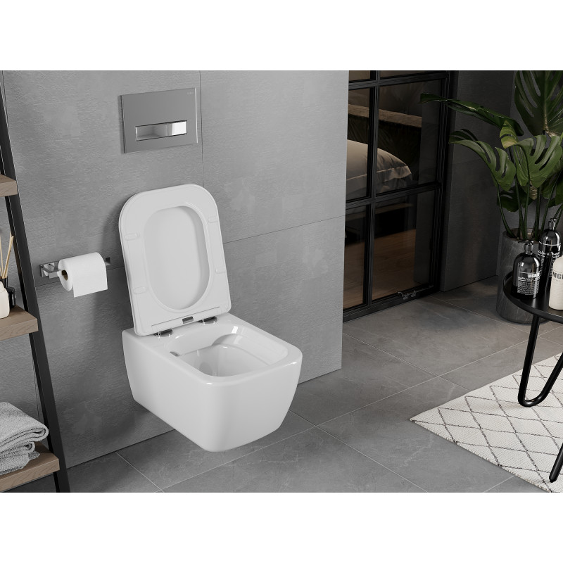 Mexen Elis Rimless WC csésze lassan záródó slim üléssel, duroplast, fényes fehér - 30910600