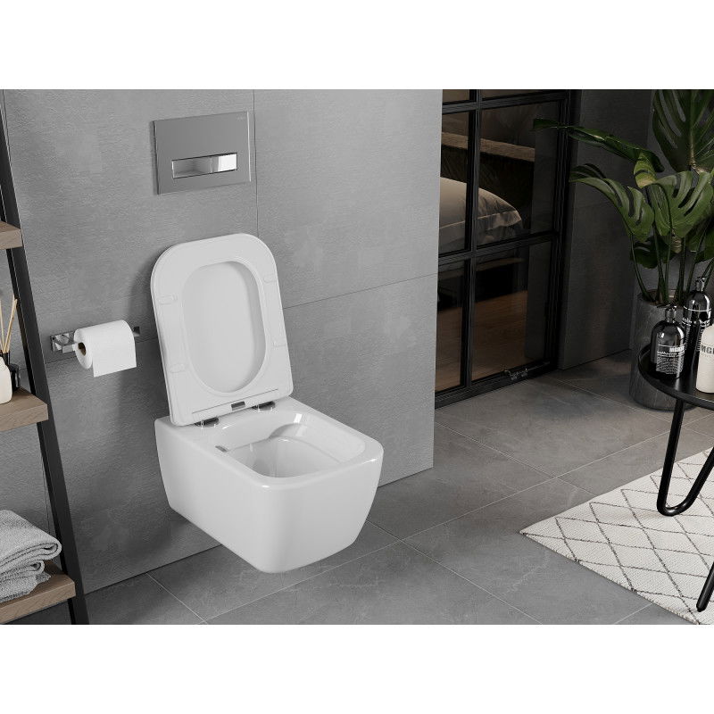 Mexen Elis Rimless WC csésze lassan záródó, vékony duroplast ülőkével, fényes fehér - 30910600