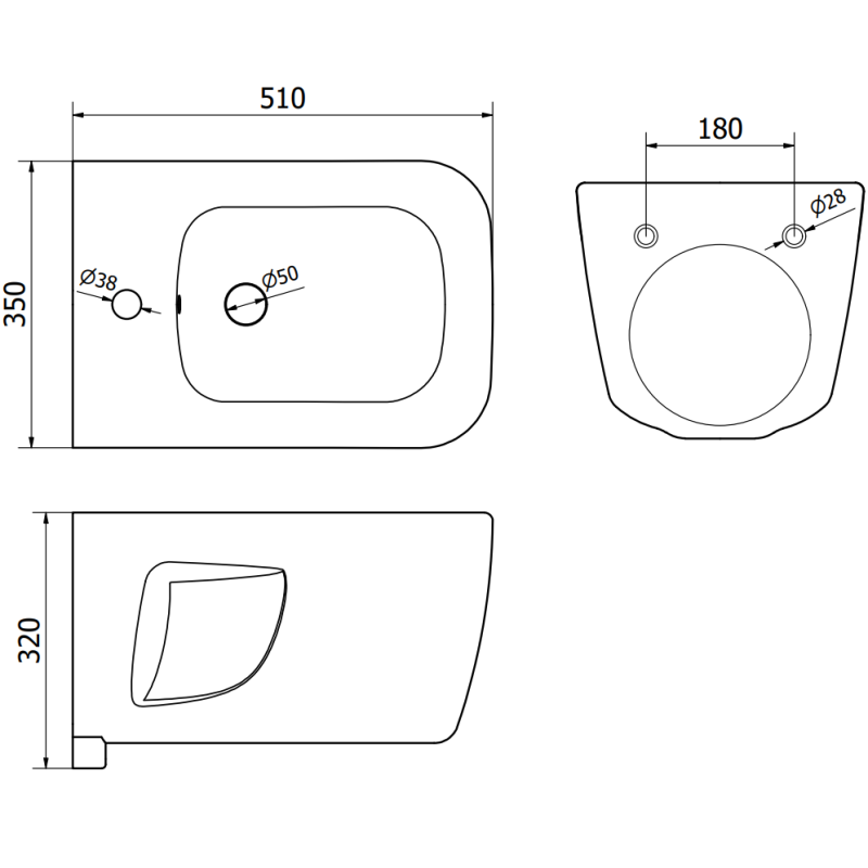 Mexen Margo függő bidé, fehér - 35425100