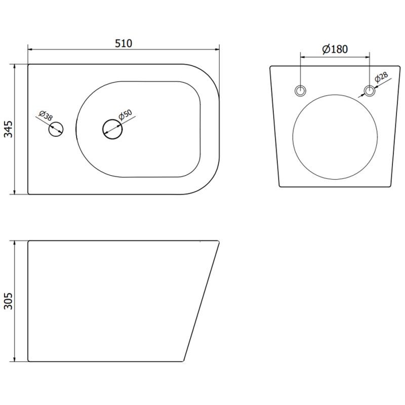 Mexen Teo függő bidé, fehér - 35855100