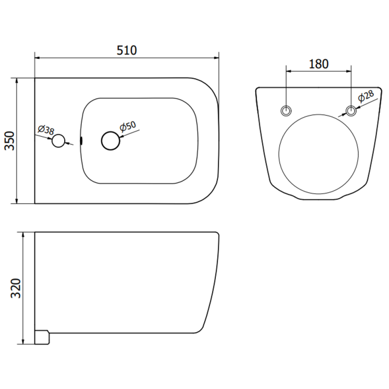 Mexen Stella függő bidé, fehér - 35685100
