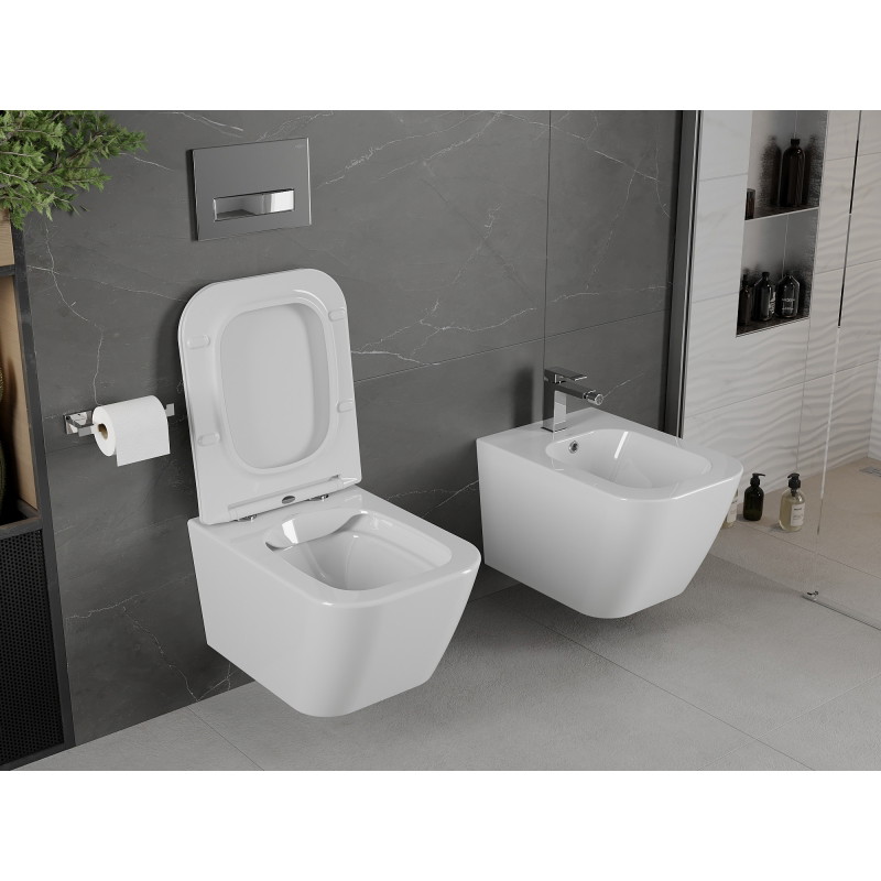 Mexen Madox Rimless wc-csésze lassan záródó slim üléssel, duroplaszt, fényes fehér - 30154000