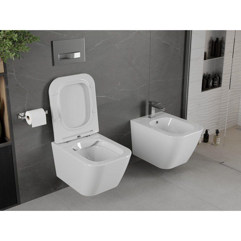 Mexen Madox Rimless wc csésze lassan záródó slim ülőkével, duroplast, fényes fehér - 30154000