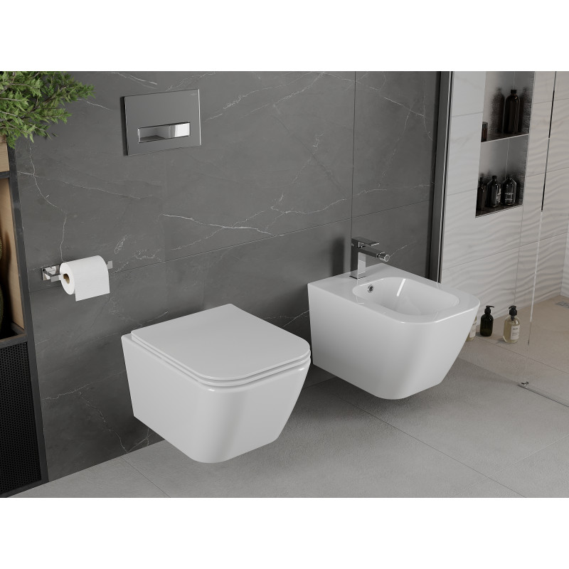 Mexen Madox vas de toaletă Rimless cu capac cu închidere lentă, slim, duroplast, alb lucios - 30154000
