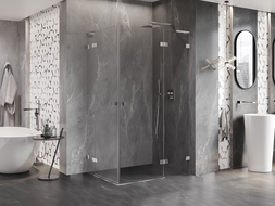 Mexen Lunar L Duo cabină de duș cu deschidere dreapta 90 x 75 cm, transparent, crom - 834L-090P-075L-01-00