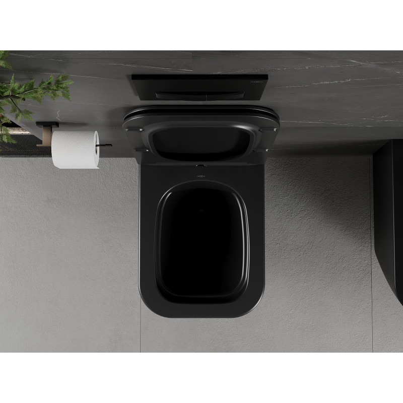 Mexen Madox Rimless WC csésze lassan záródó slim ülőkével, Duroplast, fekete matt - 30154070