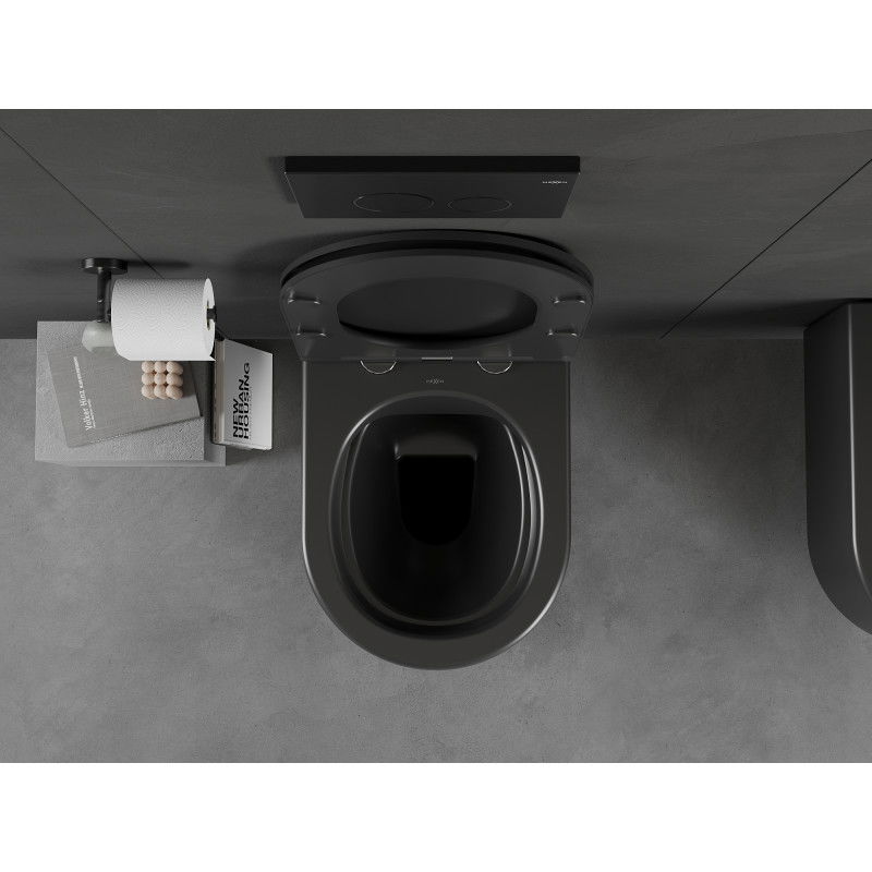 Mexen Sofia Rimless WC csésze lassan csukódó, vékony fedéllel, duroplast, fekete matt - 30541085