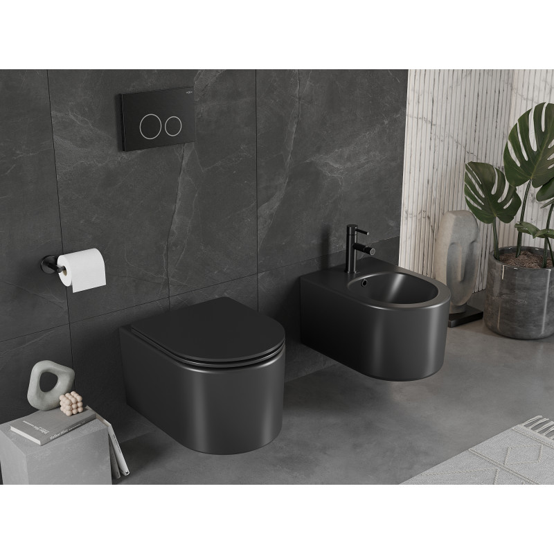Mexen Sofia vas wc Rimless cu capac cu cădere lentă slim, duroplast, negru mat - 30541085