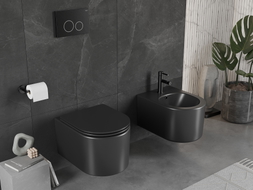 Mexen Sofia vas wc Rimless cu capac cu cădere lentă slim, duroplast, negru mat - 30541085