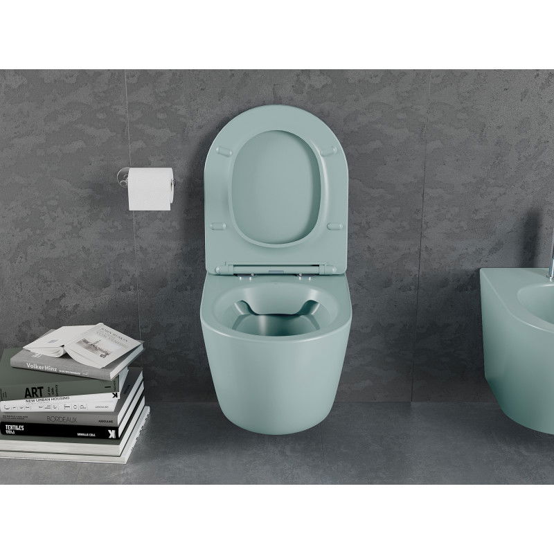 Mexen Lena WC fără ramă cu capac cu închidere lentă, slim, duroplast, verde mat deschis - 30224048