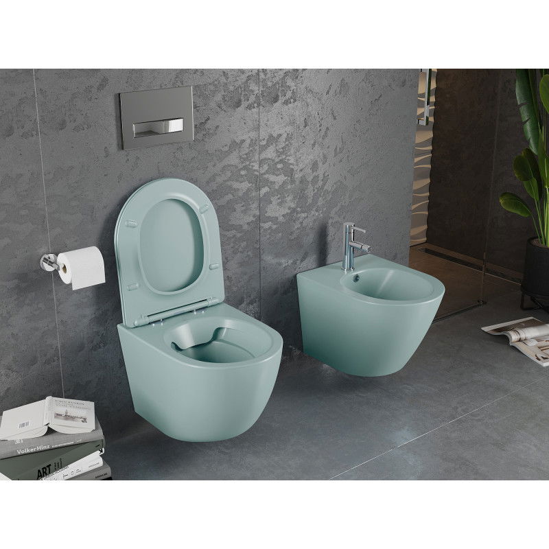 Mexen Lena WC fără ramă cu capac cu închidere lentă, slim, duroplast, verde mat deschis - 30224048