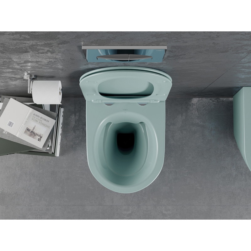 Mexen Lena Rimless WC csésze lassan záródó Slim ülőkével, duroplast, világos zöld matt - 30224048