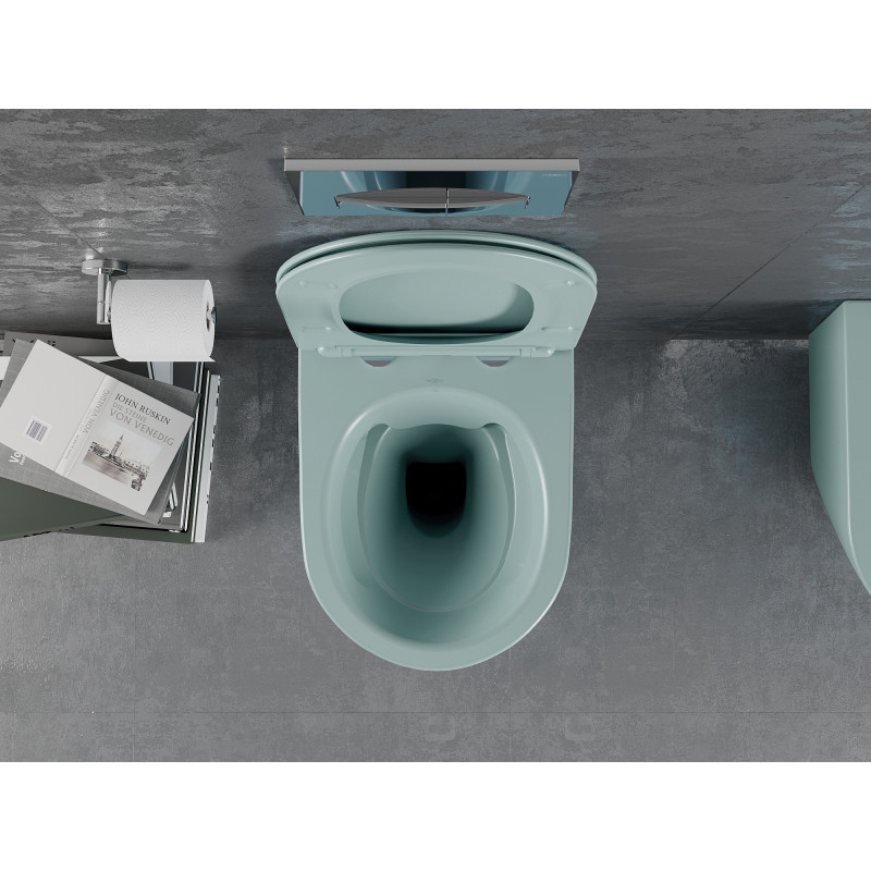 Mexen Lena Rimless WC-csésze lassan záródó slim ülőkével, duroplast, világoszöld matt - 30224048