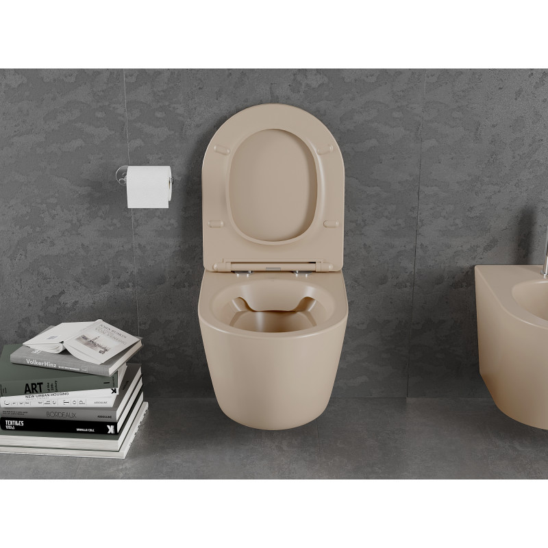 Mexen Lena vas WC fără margini cu capac cu închidere lentă slim, duroplast, cappuccino mat - 30224064
