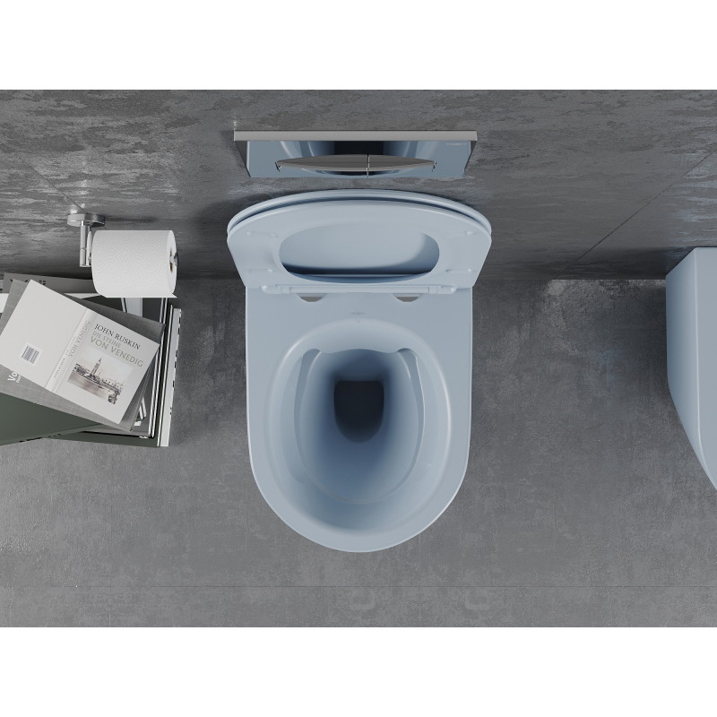 Mexen Lena Rimless wc-csésze lassú záródású slim üléssel, duroplast, szürke-kék matt - 30224069