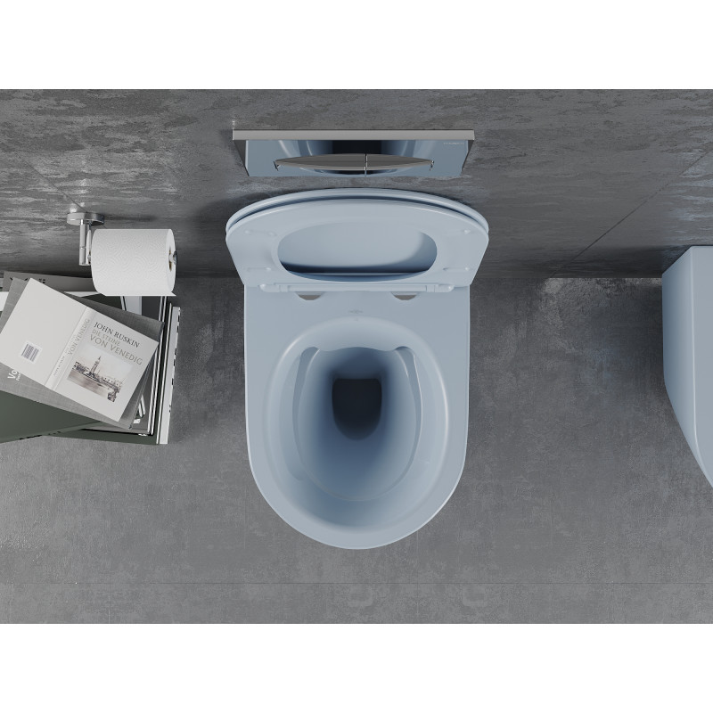 Mexen Lena toaletă WC fără margini cu capac cu închidere lentă slim, duroplast, gri-albastru mat - 30224069