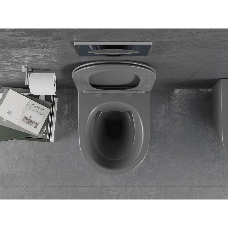 Mexen Lena perem nélküli wc csésze lassan záródó vékony ülőkével, duroplast, sötétszürke matt - 30224071