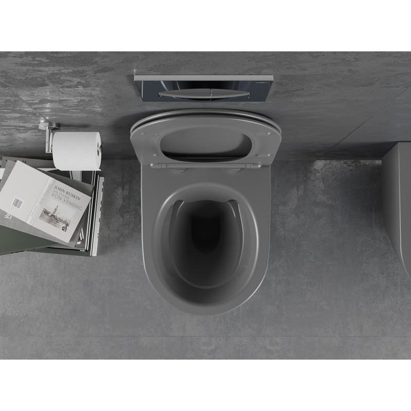 Mexen Lena vas de toaletă wc Rimless cu capac cu închidere lentă slim, duroplast, gri închis mat - 30224071