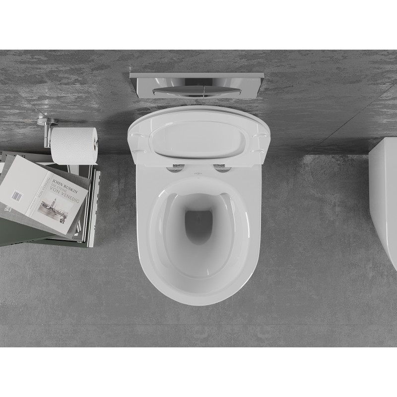 Mexen Lena Rimless WC csésze lecsapódásmentes Slim ülőkével, duroplast, fehér minta - 30224099
