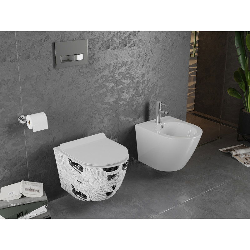 Mexen Lena vas WC fără margini cu capac slim cu închidere lentă, duroplast, model alb - 30224099