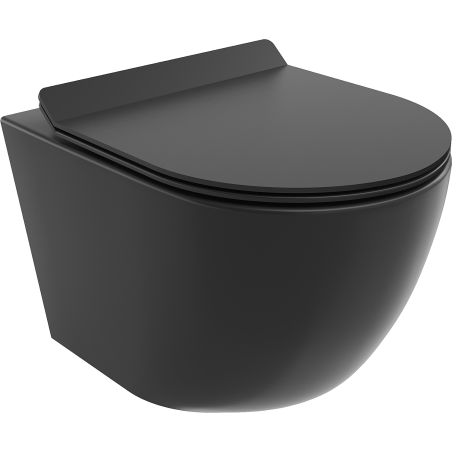 Mexen Lena Rimless WC csésze lassan záródó slim ülőkével, duroplast, fekete matt - 30220185