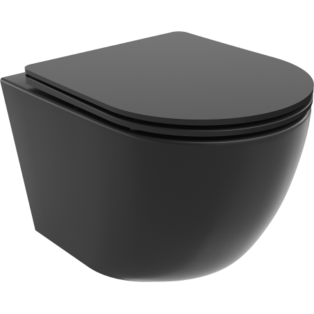 Mexen Lena Rimless WC csésze lassan záródó Slim duroplast üléssel, matt fekete - 30221085