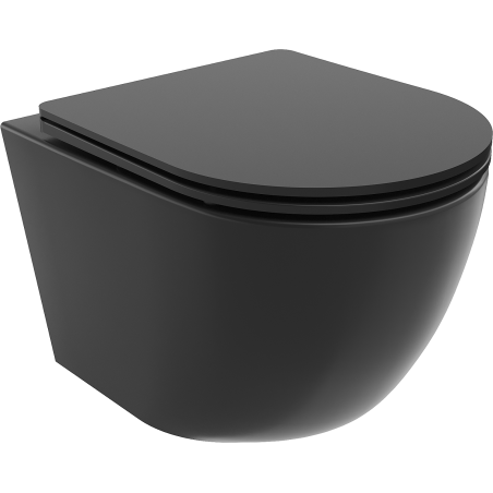 Mexen Lena vas wc Rimless cu capac slim cu cădere lentă, duroplast, negru mat - 30221085