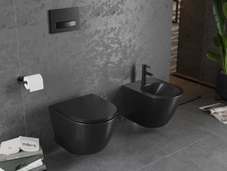 Mexen Lena perem nélküli wc csésze leeresztő automatikás ülőkével, Duroplaszt, Fekete matt - 30221085