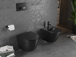 Mexen Lena vas wc Rimless cu capac slim cu cădere lentă, duroplast, negru mat - 30221085