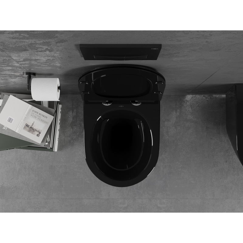 Mexen Lena vas WC fără margini cu capac slim cu închidere lentă, duroplast, negru lucios - 30224070