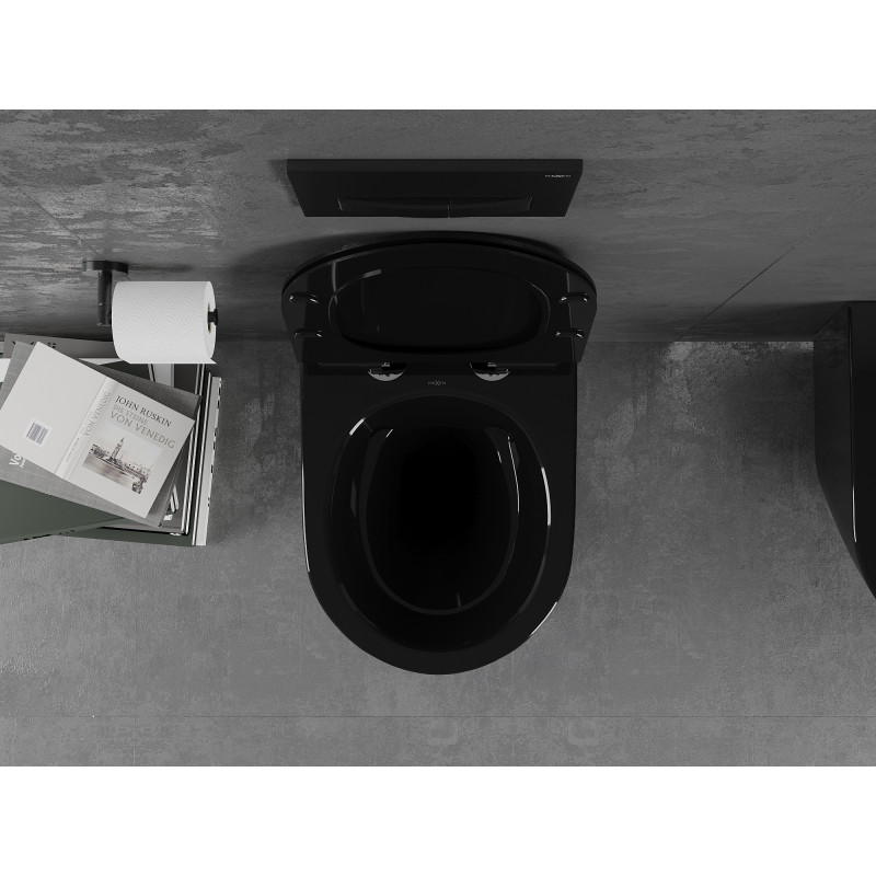 Mexen Lena vas wc Rimless cu capac cu închidere lentă slim, duroplast, negru lucios - 30224070