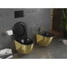 Mexen Lena vas wc fără margini cu capac cu cădere lentă slim, duroplast, negru mat/auriu - 30224076