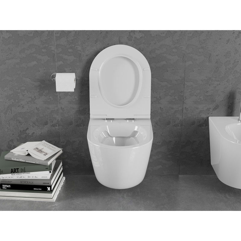 Mexen Lena vas WC fără rame cu capac slim cu închidere lentă, duroplast, alb lucios - 30220500