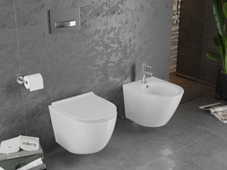 Mexen Lena Rimless WC csésze lassan lecsukódó slim üléssel, duroplaszt, fényes fehér - 30220500