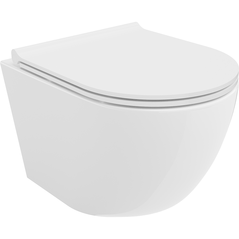 Mexen Lena perem nélküli WC csésze lassúzáródású, vékony duroplast ülőkével, fényes fehér - 30220500