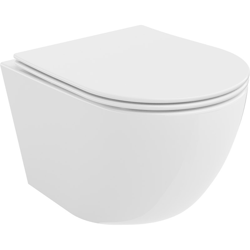 Mexen Lena perem nélküli WC csésze lassan csukódó slim duroplast üléssel, fényes fehér - 30220400