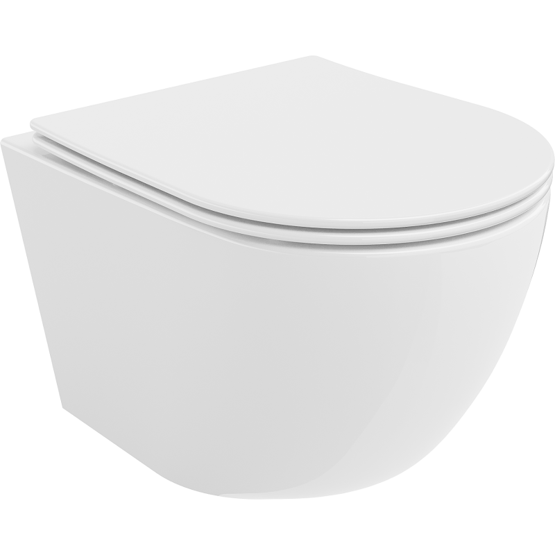 Mexen Lena toaletă WC Rimless cu capac cu coborâre lentă slim, duroplast, alb lucios - 30220400