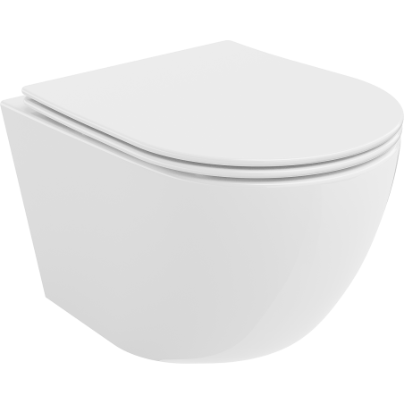 Mexen Lena perem nélküli WC csésze lassan csukódó slim duroplast üléssel, fényes fehér - 30220400