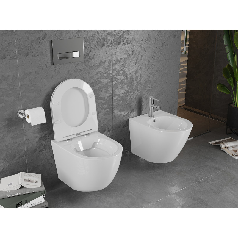 Mexen Lena wc csésze Rimless lassan csukódó Slim üléssel, duroplast, fényes fehér - 30220300