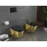 Mexen Lena vas wc fără margini cu capac cu cădere lentă slim, duroplast, negru mat/auriu - 30224076