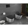 Mexen Lena vas wc Rimless cu capac cu cădere lentă slim, duroplast, negru mat/model argintiu linii - 30224073