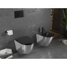 Mexen Lena Rimless WC csésze lassan záródó slim deszkával, duroplast, fekete matt/ezüst - 30224074