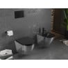 Mexen Lena vas WC fără margini cu capac cu închidere lentă slim, duroplast, negru mat/model argintiu solzi - 30224072