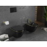 Mexen Lena vas WC rimless cu capac cu închidere lentă slim, duroplast, negru mat/linie aurie - 30224075