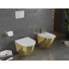 Mexen Lena perem nélküli wc csésze leeresztő automatikás ülőkével, duroplast, Fehér/arany - 30224006