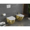 Mexen Lena Rimless WC csésze lassú záródású slim duroplast ülőkével, fehér/arany - 30224006